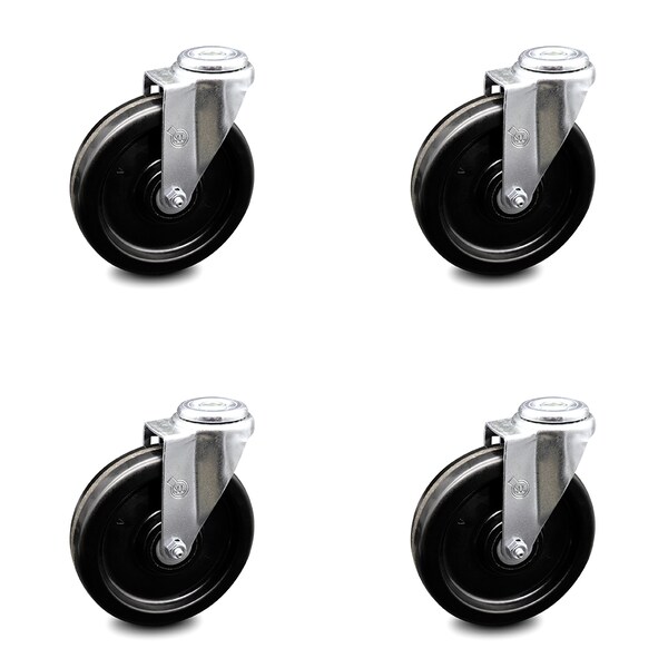 6 Inch Phenolic Wheel Swivel Bolt Hole Caster Set